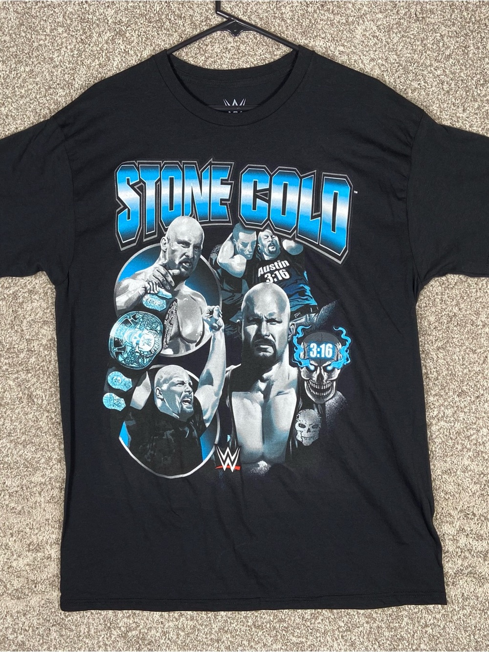 WWE Stone Cold Steve Austin T-Shirt Mens Large Black Wrestling Short Sleeve